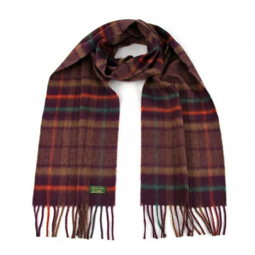Glencroft 100% Cashmere Premium Plaid Scarf in Purple Red & Green 
