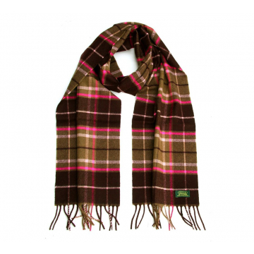 Glencroft 100% Premium Cashmere Scarf - Pink and Beige Plaid
