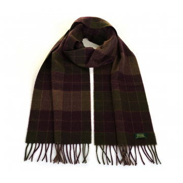 Glencroft 100% Premium Cashmere Scarf - Purple and Green Check