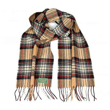 Glencroft 100% Pure New Wool Tartan Scarves - Camel Stewart