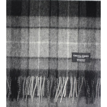 Gretna Green - 100% Lambswool Scarf in Grey Buchanan Tartan