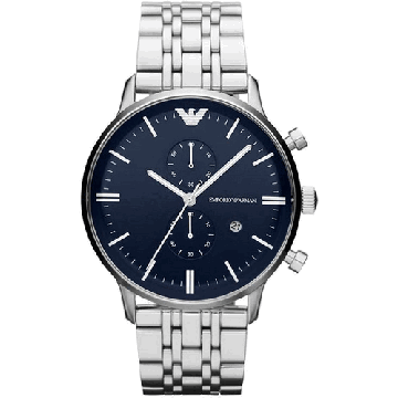 Emporio Armani Men's 'Chronograph' Watch - Silver/Dark Blue