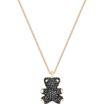 Swarovski Teddy 3D Pendant, Black, Rose Gold Plating