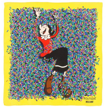 Moschino Boutique Olive Oyl Multi - Colour Scarf with Yellow Border