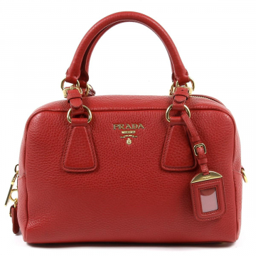 Prada Vitello Daino Handbag - Red