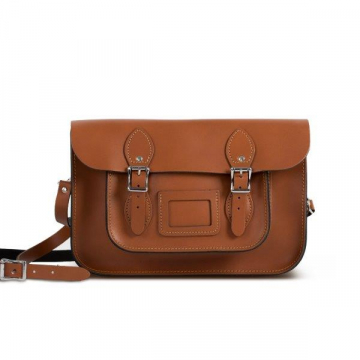 Gweniss Charlotte Satchel - Dark Tan - 12.5"