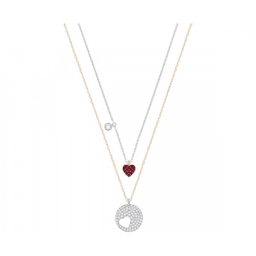 Swarovski Crystal Wishes Heart Pendant Set - Red/Mixed Plating