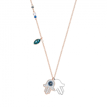 Swarovski Duo Hamsa Hand Pendant, Multi-Coloured, Mixed Plating 