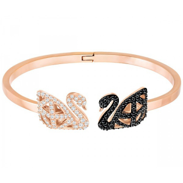 Swarovski Facet Swan Bangle - Rose Gold/Black