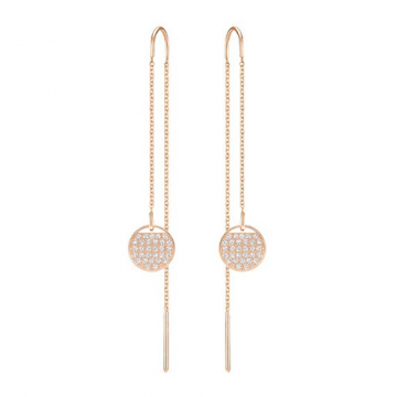 Swarovski Ginger Chain Pierced Earrings, White, Rose Gold Plating