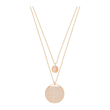 Swarovski Ginger Layered Pendant, White, Rose Gold Plating 