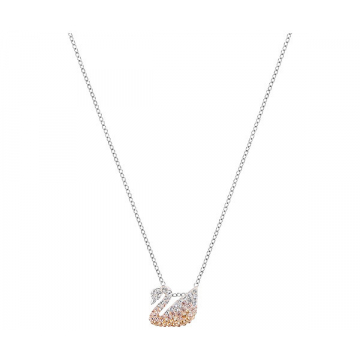 Swarovski Small Iconic Swan Pendant, Multi-Coloured, Rhodium Plating
