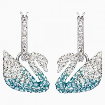 Swarovski Iconic Swan Pierced Earrings, Multi-Coloured, Rhodium Plated 
