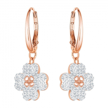 Swarovski Latisha Pierced Earrings, White, Rose Gold Plating