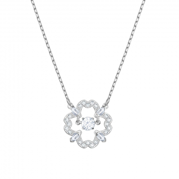 Swarovski Sparkling Dance Flower Necklace, White, Rhodium plating