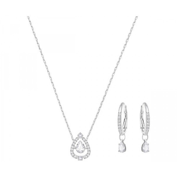 Swarovski Sparkling Dance Pear Necklace and Earring Set - Silver