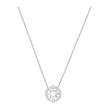 Swarovski Sparkling Dance Round Necklace, White, Rhodium Plating