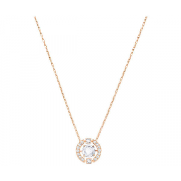 Swarovski Sparkling Dance Round Necklace, White, Rose Gold Plating
