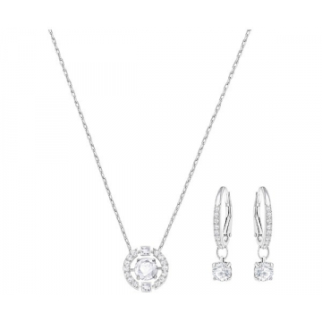 Swarovski Sparkling Dance Round Necklace and Earring Set - Silver
