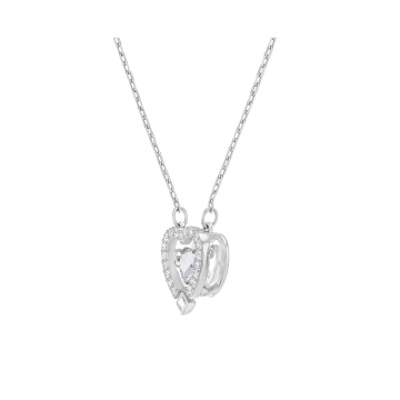 Swarovski Sparkling Dance Heart Necklace, White, Rhodium Plating 