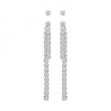Swarovski Subtle Pierced Earring Jackets - White/Rhodium Plating