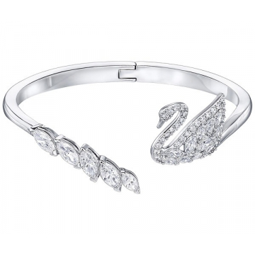 Swarovski Swan Lake Bangle, White, Rhodium Plating