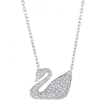 Swarovski Swan Necklace, White, Rhodium Plating