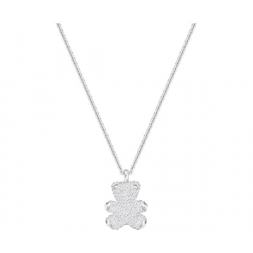 Swarovski Teddy 3D Pendant, White, Rhodium plating White Rhodium-Plated