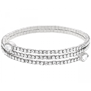 Swarovski Twisty Drop Bangle - White/Rhodium Plating