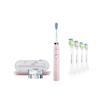 Philips Sonicare DiamondClean Deep Clean Toothbrush - Pink 9361/62 & 4 Toothbrush Head White 6064/26