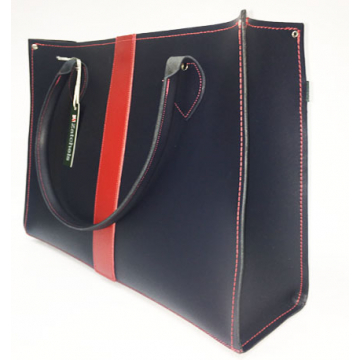 Zatchels Navy Shopper with Red Stripe 