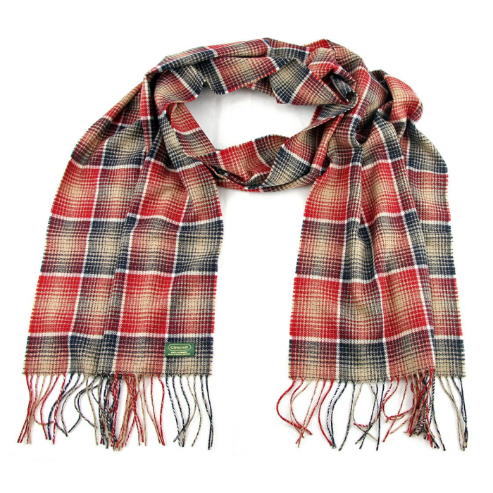 Glencroft - 100% Cashmere Plaid Red and Black Stole