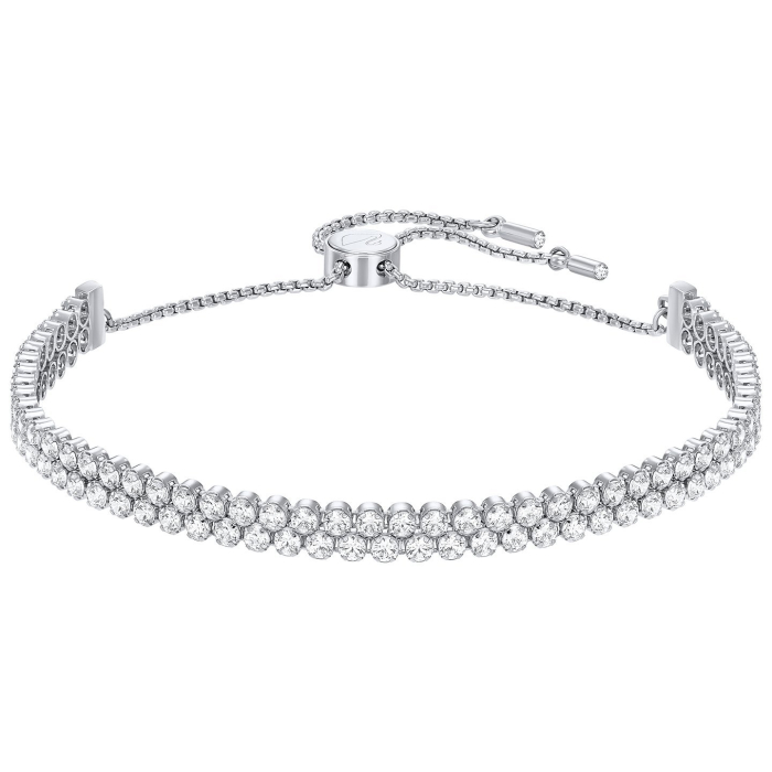Swarovski Subtle Double Bracelet, White, Rodium Plating