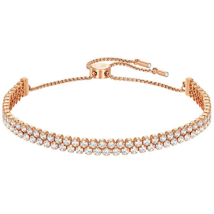 Swarovski Subtle Double Bracelet, White, Rose Gold Plating
