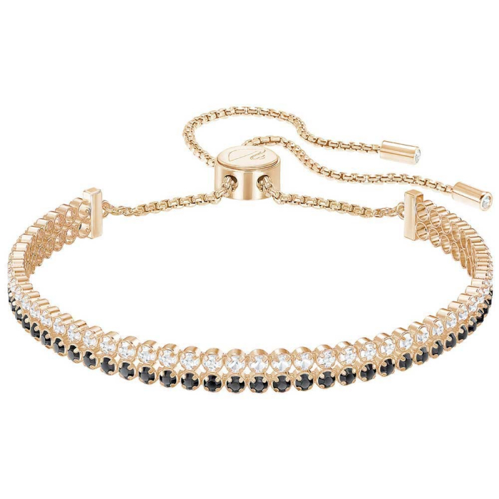 SSwarovski Subtle Double Bracelet, Black, Rose Gold Plating
