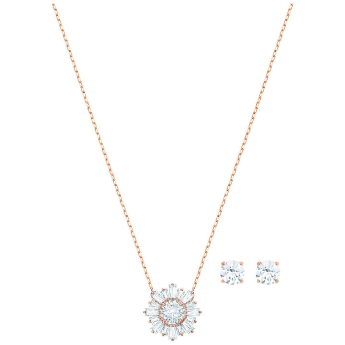 Swarovski Sunshine Set, White, Rose Gold Plating