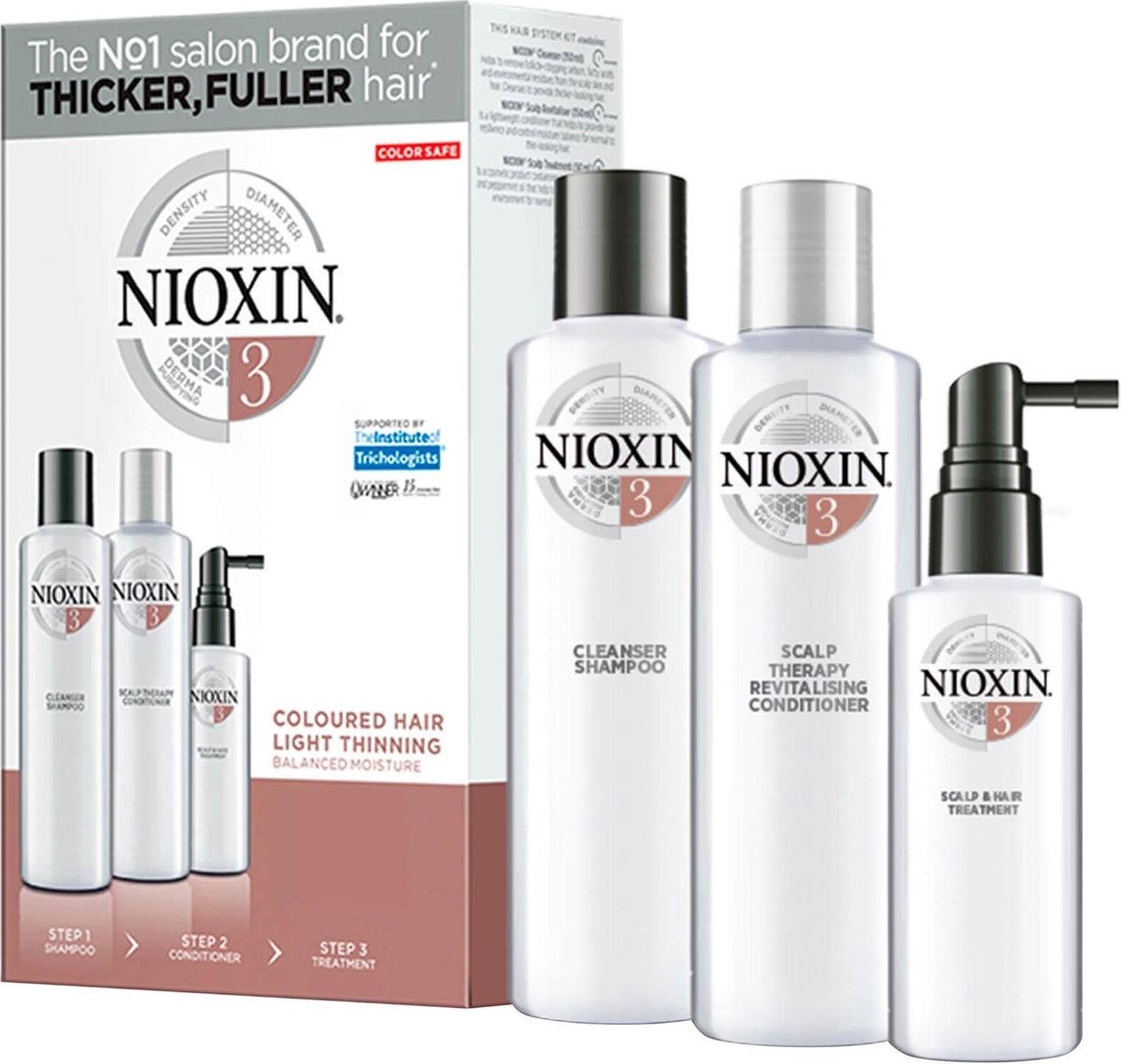 NIOXIN 3-Part System 3 Trial Kit for Coloured Hair with Light Thinning