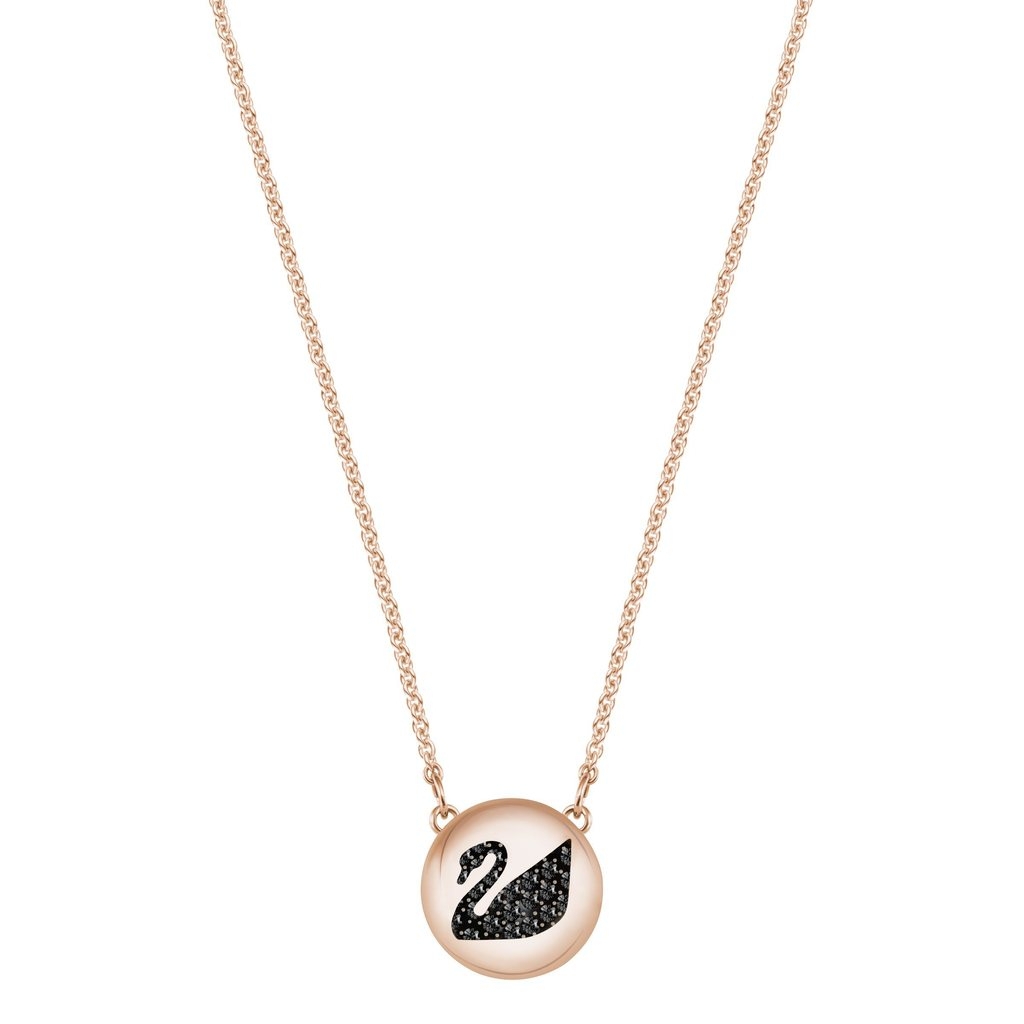 Swarovski Hall Swan Pendant, Grey, Rose Gold Plating