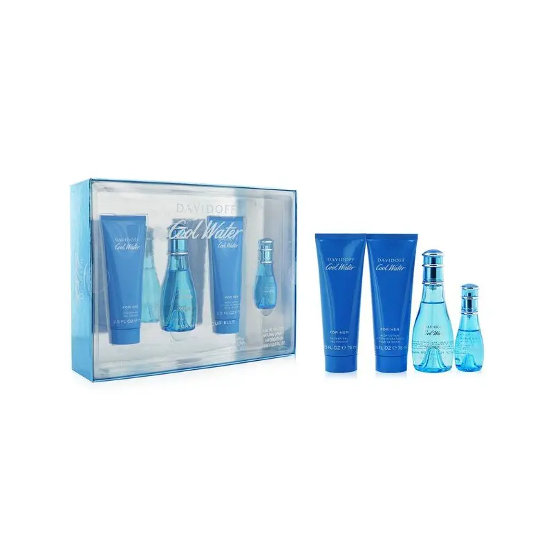 Davidoff - Cool Water Woman For Women Eau de Toilette 50ml + 15ml + Body Lotion 75ml + Shower Gel 75ml