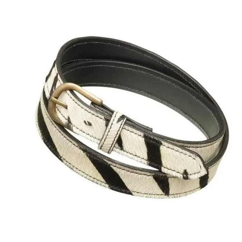 Pampeano Skinny Zebra Print Leather Belt-80cm