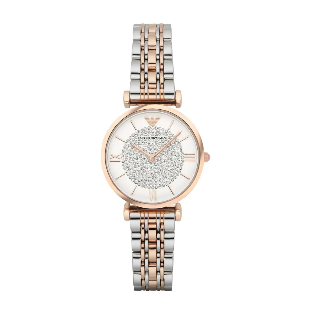 Emporio Armani Ladies Two-Tone Rhinestone Watch AR1926