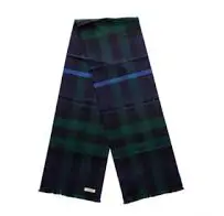 Burberry - Navy Check Lash Fringe Scarf 