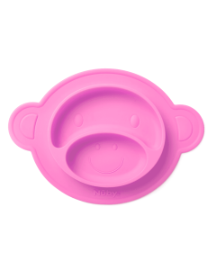 Nuby - Monkey Matt Silicone Plate Pink