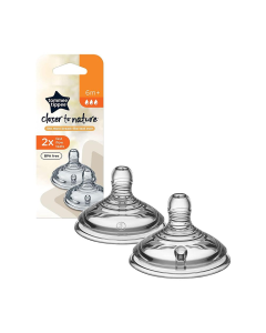 Tommee Tippee - Close To Nature Anti-Colic Baby Bottle Fast Flow Teats 6+ Months  (2 Pack)
