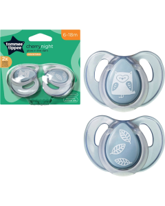 Tommee Tippee - 2 Cherry Night Soothers 6-18m