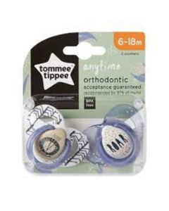 Tommee Tippee - Anytime Soothers Symmetrical Orthodontic Design (6-18m x 2)