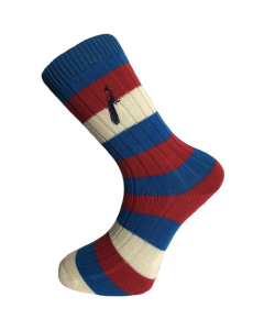 Hortons Mens Henley Striped Socks - Red, Blue & Cream