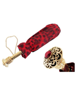 Pasotti Women Black and Red Animalier Folding Umbrella