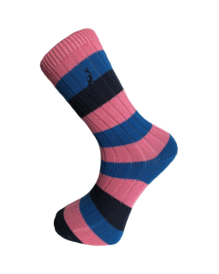 Hortons Mens Henley Striped Socks - Pink, Blue & Navy