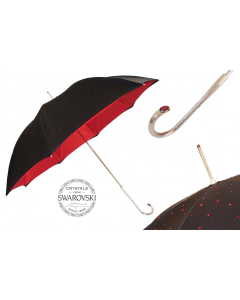 Pasotti Black Swarovski® Umbrella with Red Interior, Double Cloth
